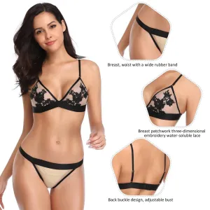 New Plus Size Elegant Embroidery Fashion Bra Set
