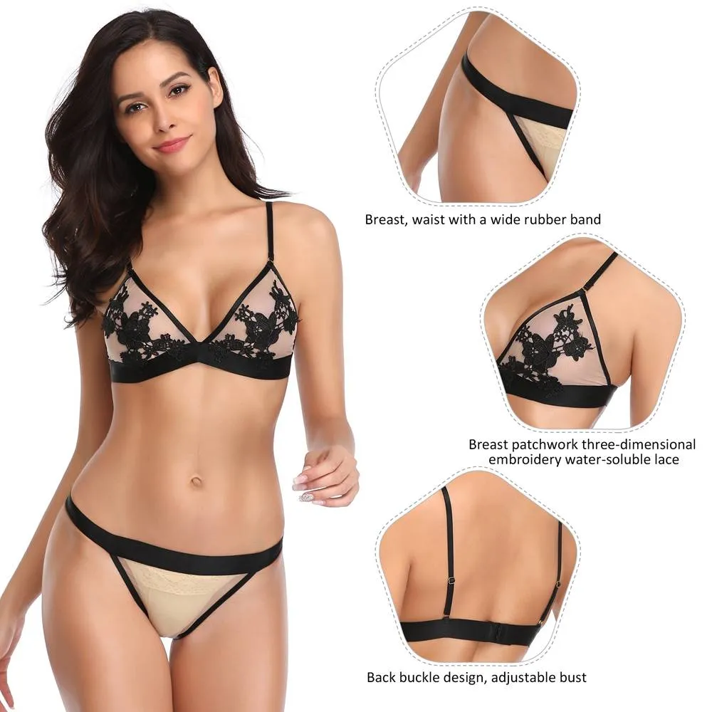 New Plus Size Elegant Embroidery Fashion Bra Set