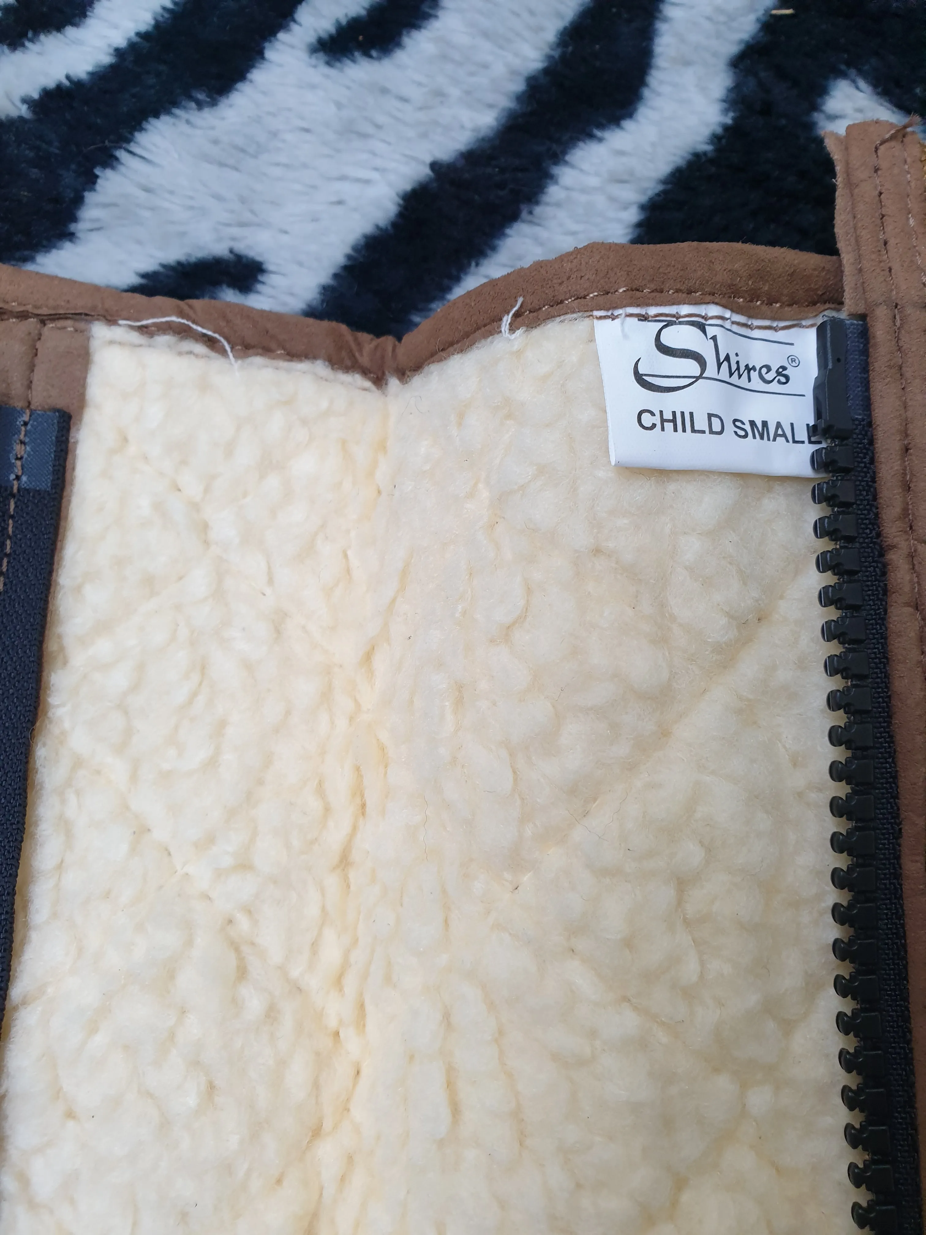 New shires brown childrens small sheepskin chaps