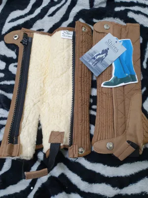 New shires brown childrens small sheepskin chaps