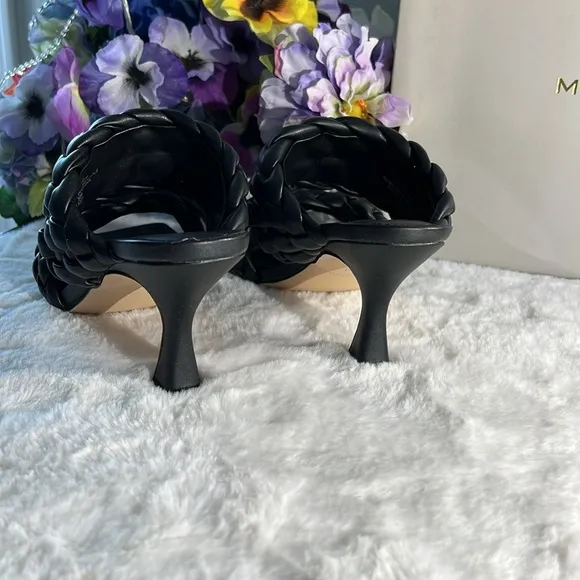 NIB MARC FISHER Padded Braided Toree Square Toe Slip On Heeled Sandal Size 6