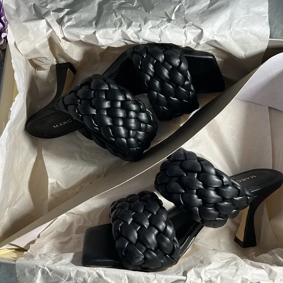 NIB MARC FISHER Padded Braided Toree Square Toe Slip On Heeled Sandal Size 6