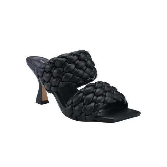 NIB MARC FISHER Padded Braided Toree Square Toe Slip On Heeled Sandal Size 6