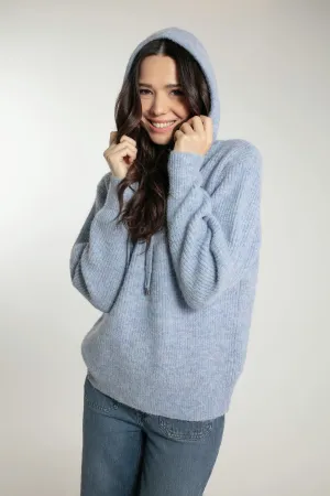 NORWOOD KNITTED HOODIE IN SKY BLUE