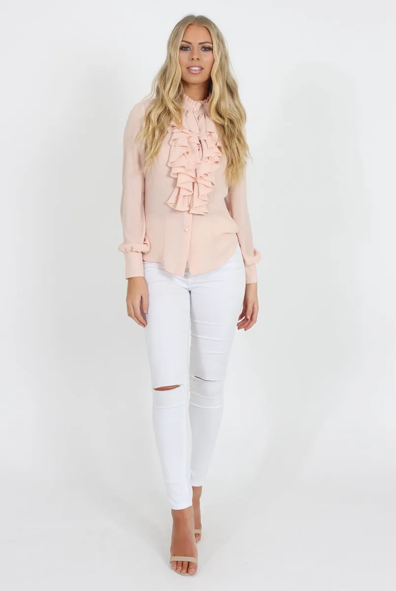 Nude Frill Front Blouse - Camille