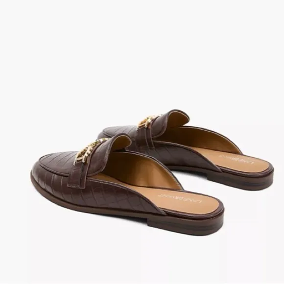 NWOT Lane Bryant Faux Leather Mule Brown Croc Horsebit Gold-Tone Hardware Sz 8W