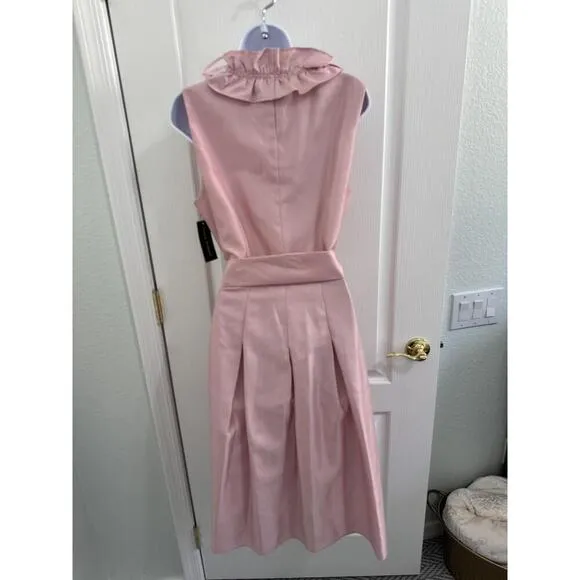 NWT Jessica Howard BK9M7836 Pale Pink Ruffle Satin Fit &amp; Flare Dress 14