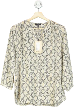 NYDJ Beige Snake Print Pintuck Blouse UK S