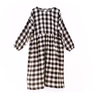 Oversize Kleid Langarm "Musselin Karo"