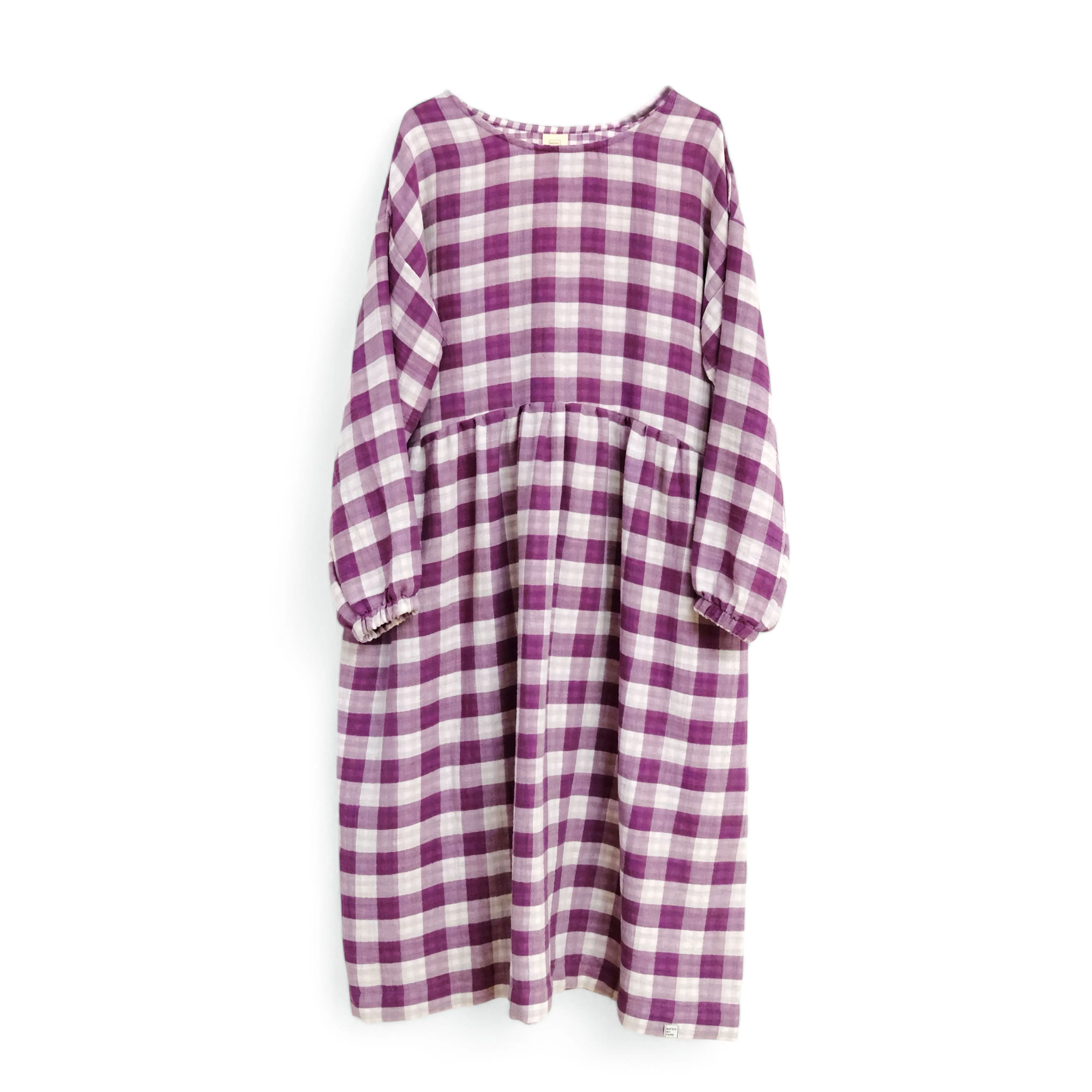 Oversize Kleid Langarm "Musselin Karo"