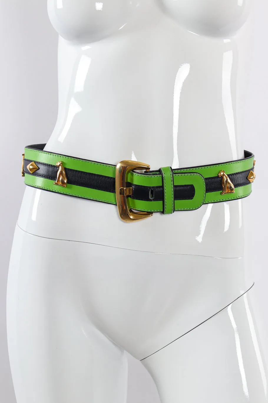 Panther Studded Stripe Belt
