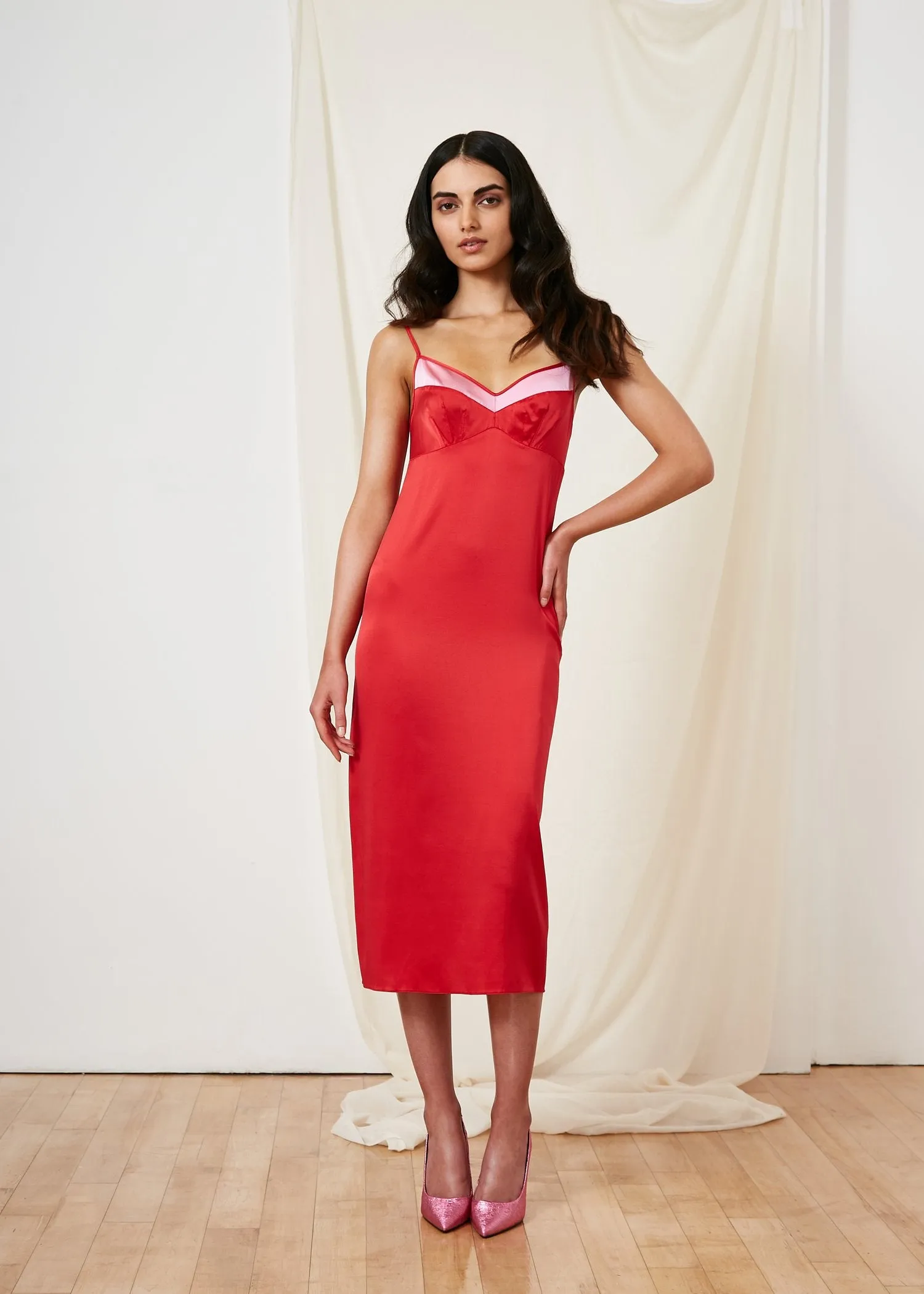 Parasol Rose Grace Silk Midi Night Dress