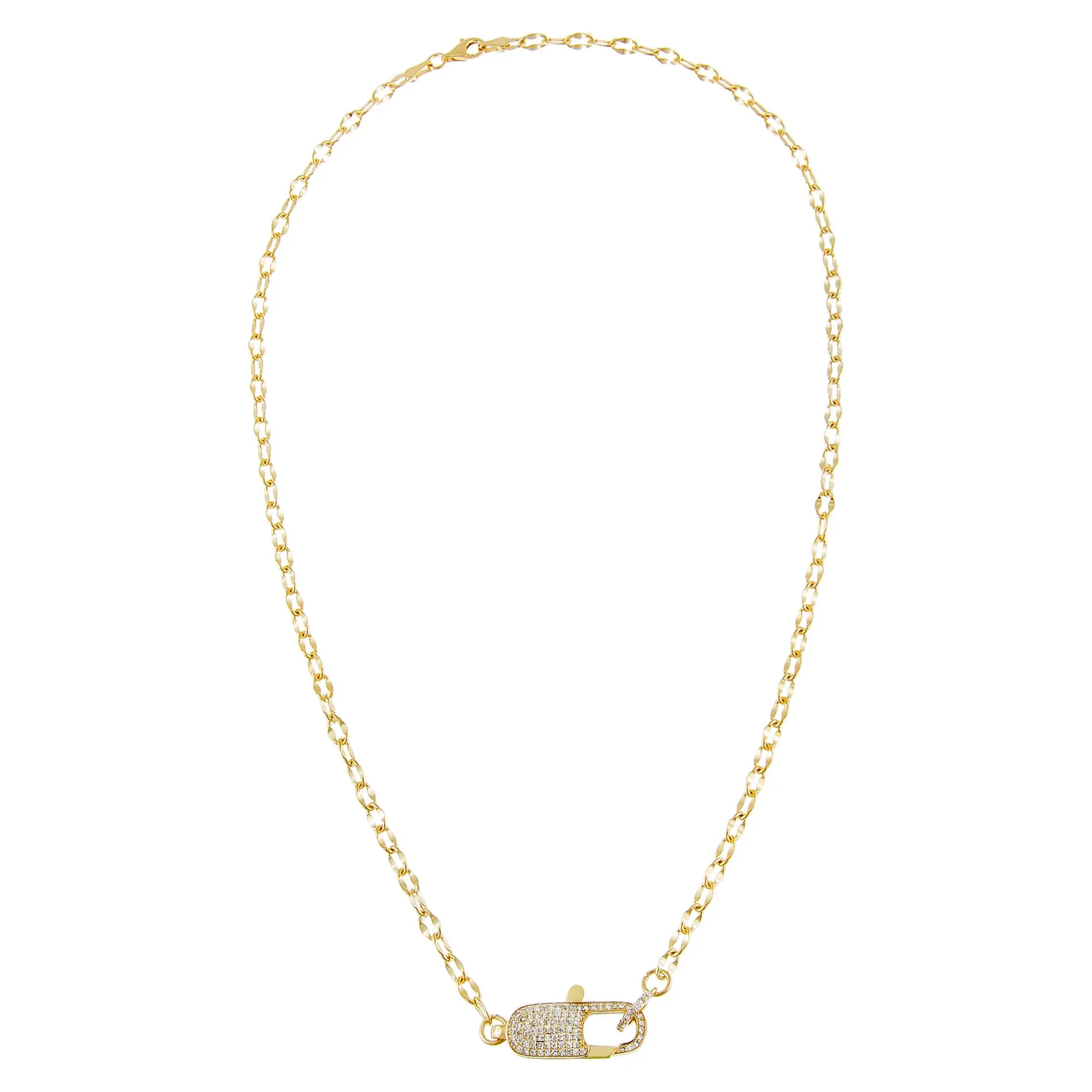 Pavé Clasp Chain Link Necklace