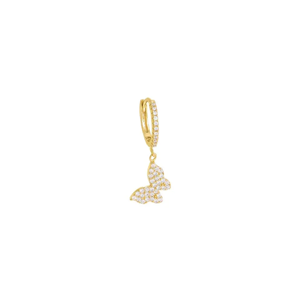 Pavé Dangling Butterfly Huggie Earring