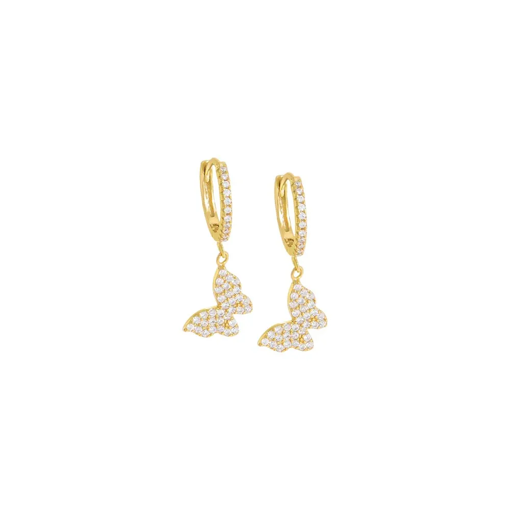 Pavé Dangling Butterfly Huggie Earring