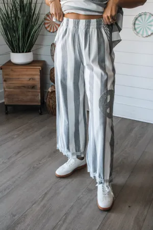 Peace Out Striped Pants • White/Grey