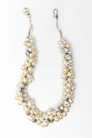 Pearl & Rhinestone Cluster Necklace