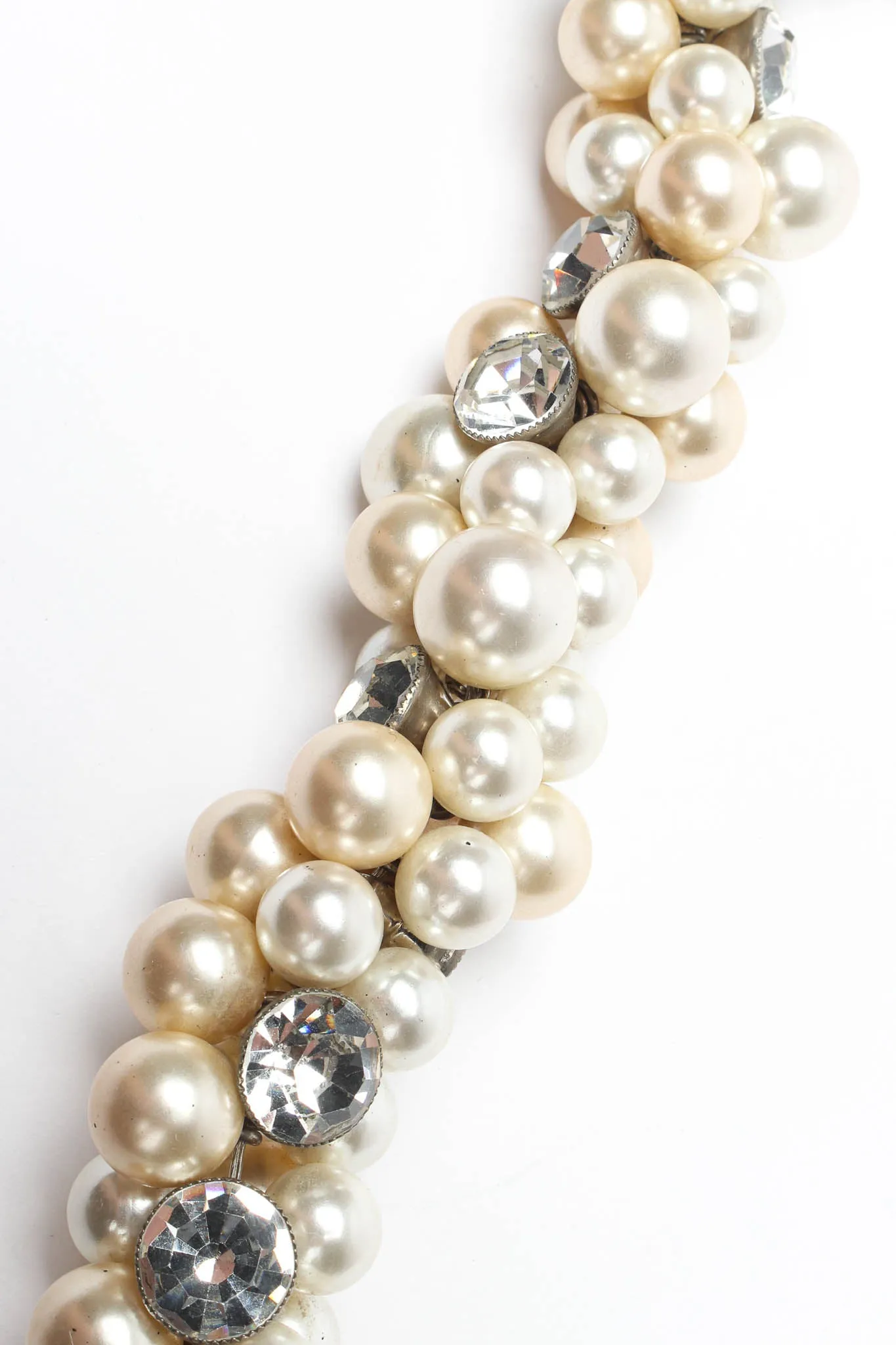 Pearl & Rhinestone Cluster Necklace