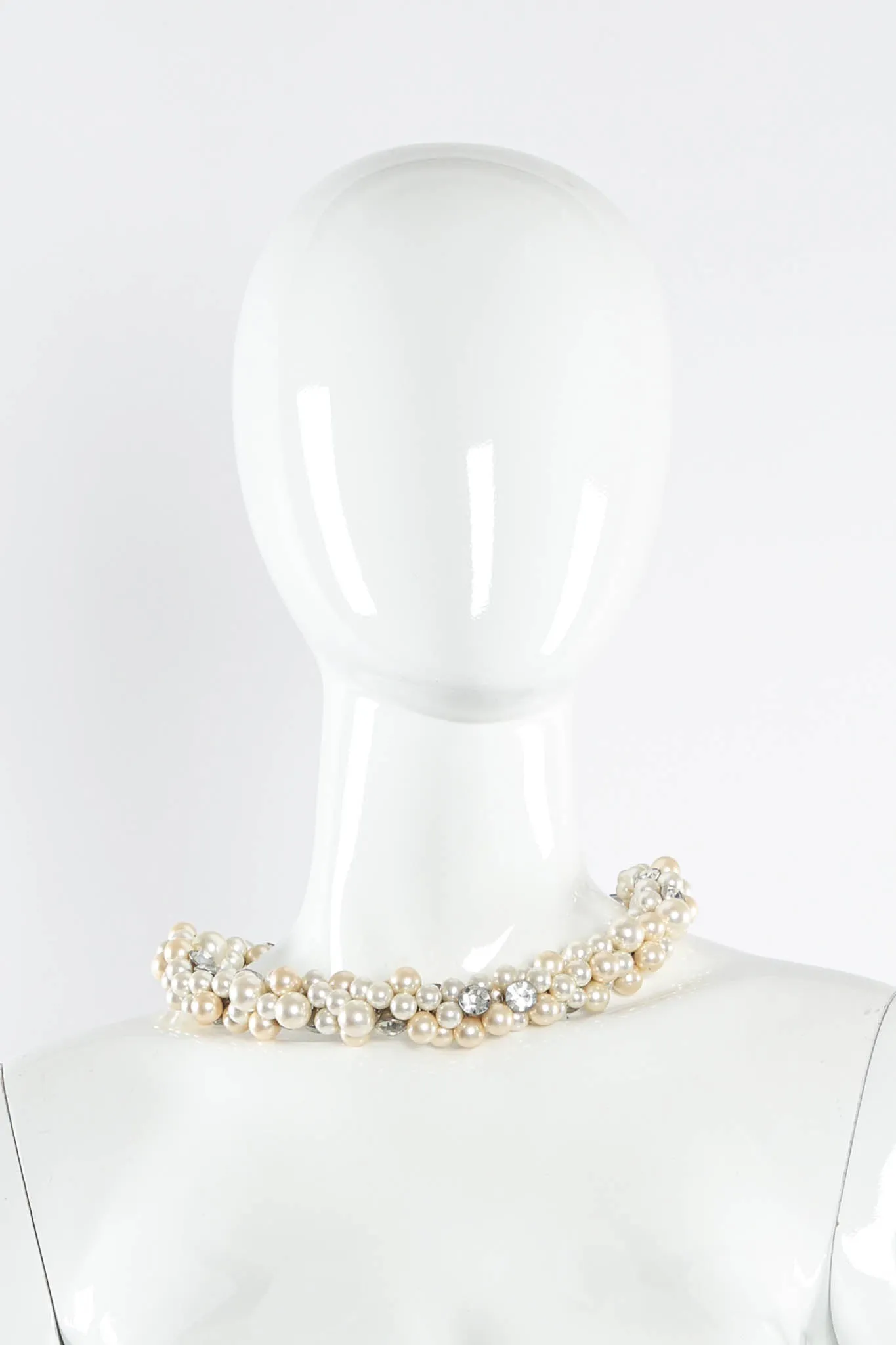 Pearl & Rhinestone Cluster Necklace