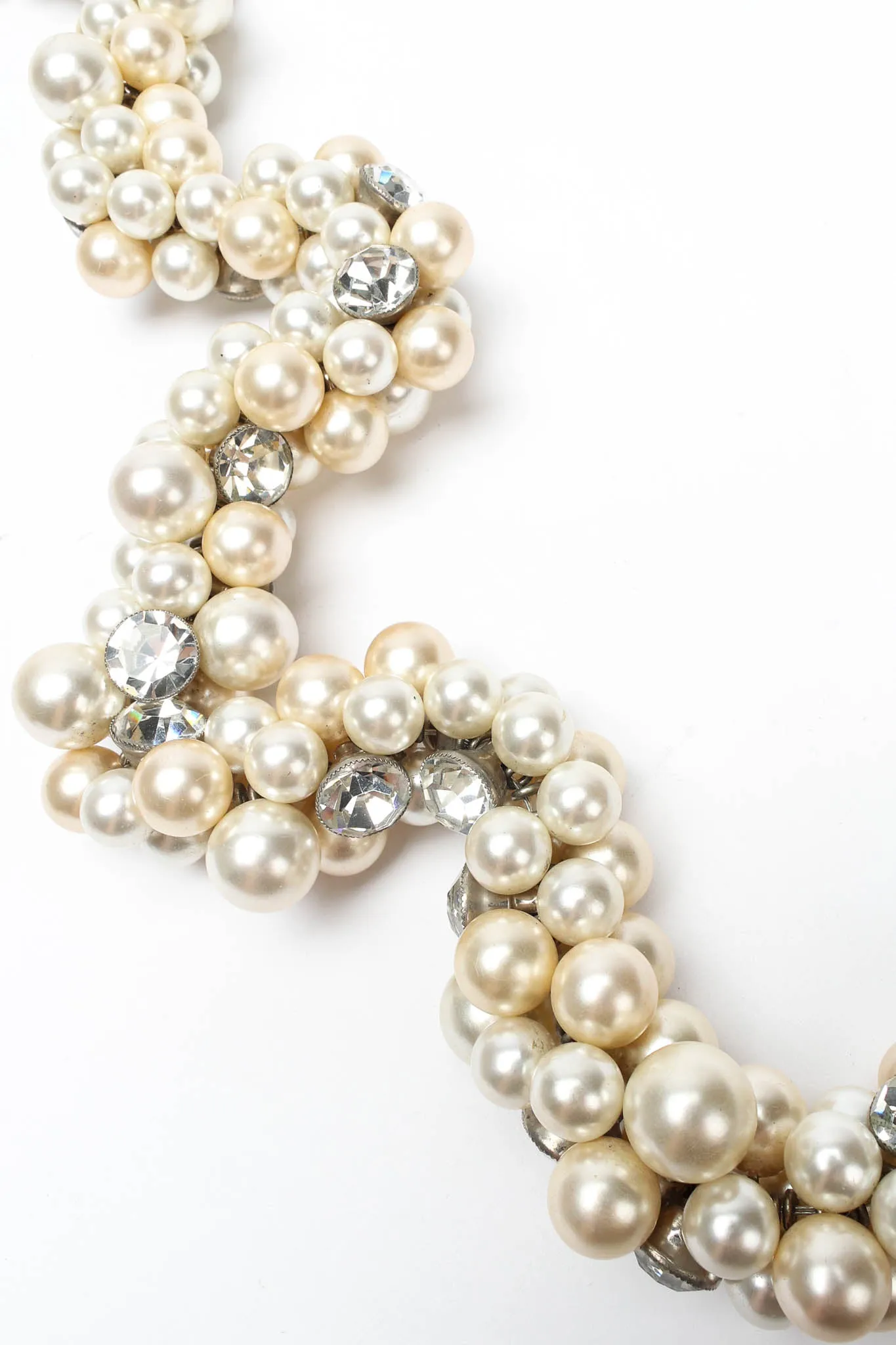 Pearl & Rhinestone Cluster Necklace