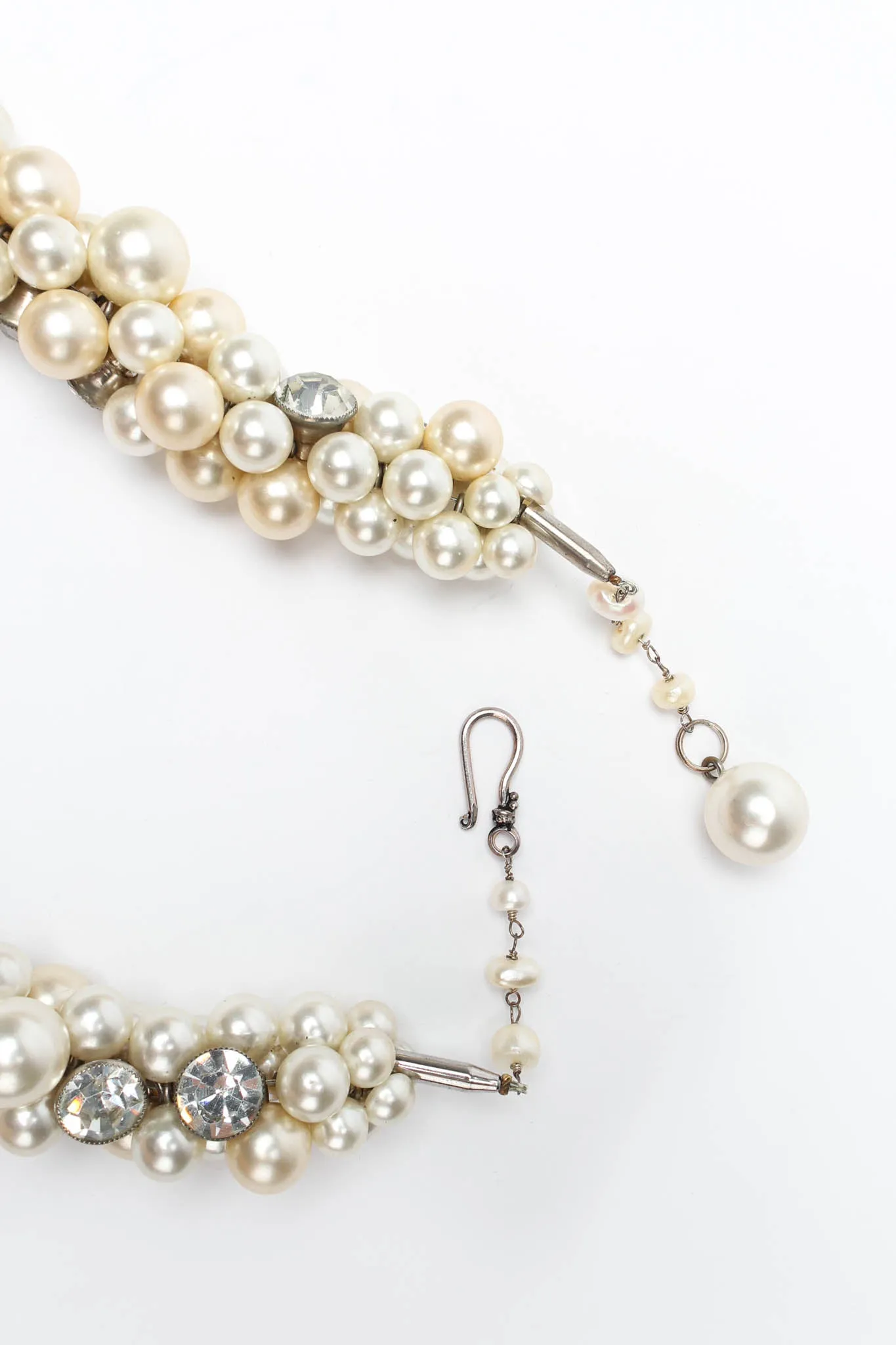 Pearl & Rhinestone Cluster Necklace