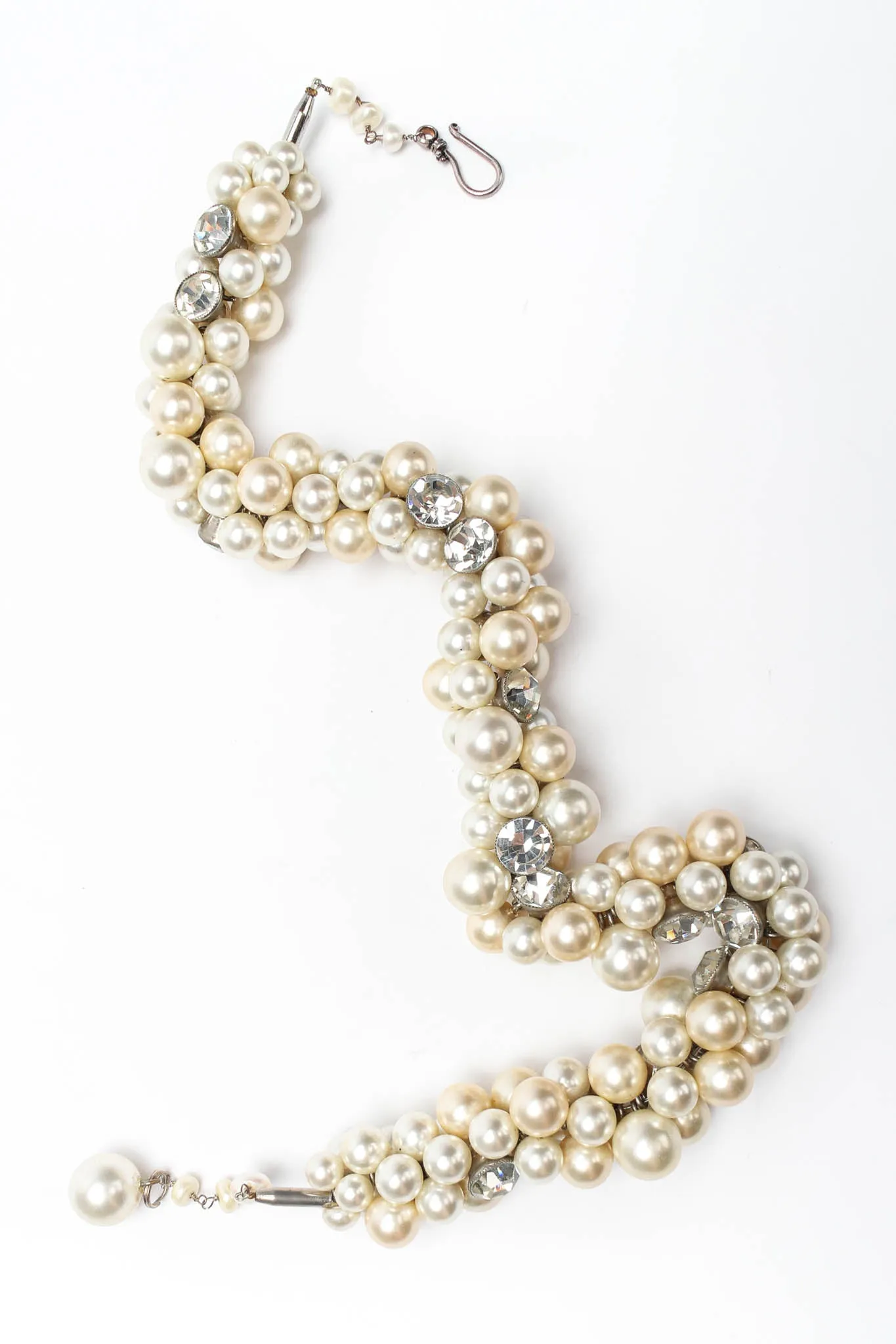 Pearl & Rhinestone Cluster Necklace