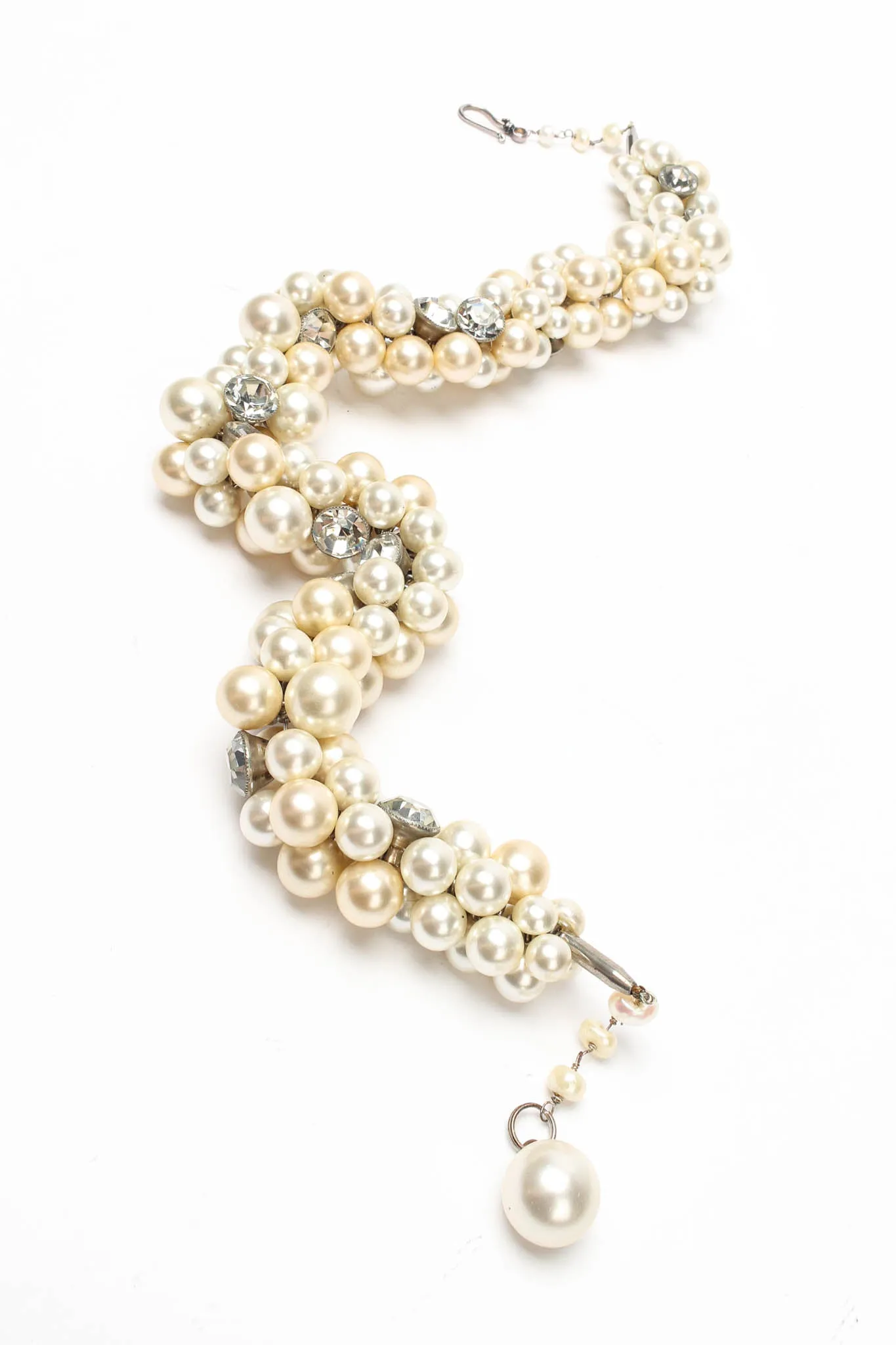 Pearl & Rhinestone Cluster Necklace