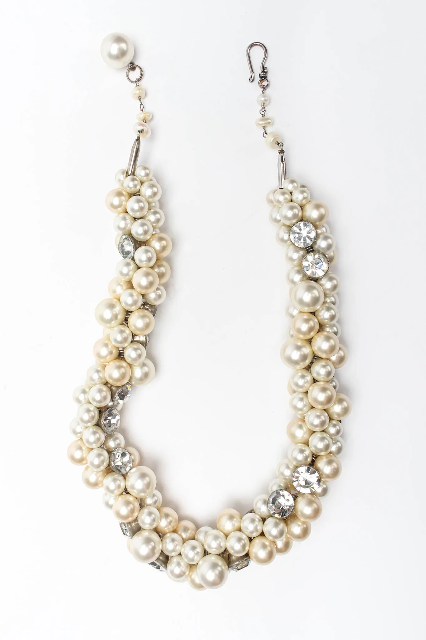 Pearl & Rhinestone Cluster Necklace