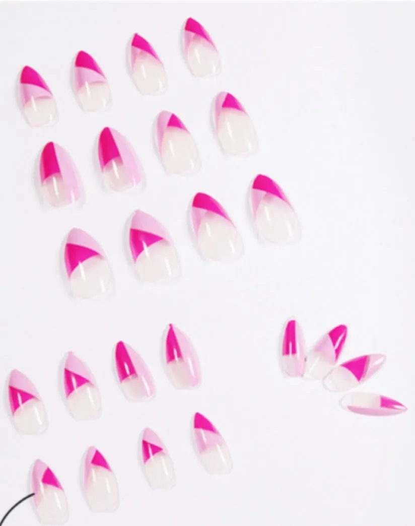 Pink Abstract Press On Nails