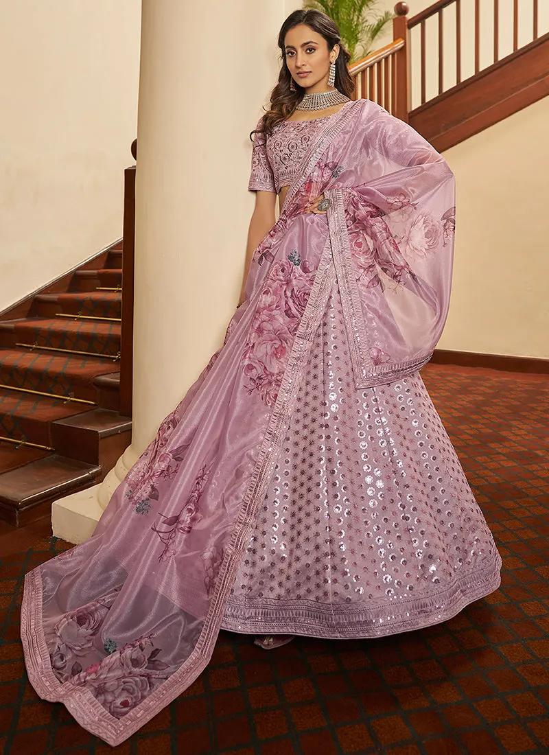 Pink Sequence Embroidery Wedding Lehenga Choli