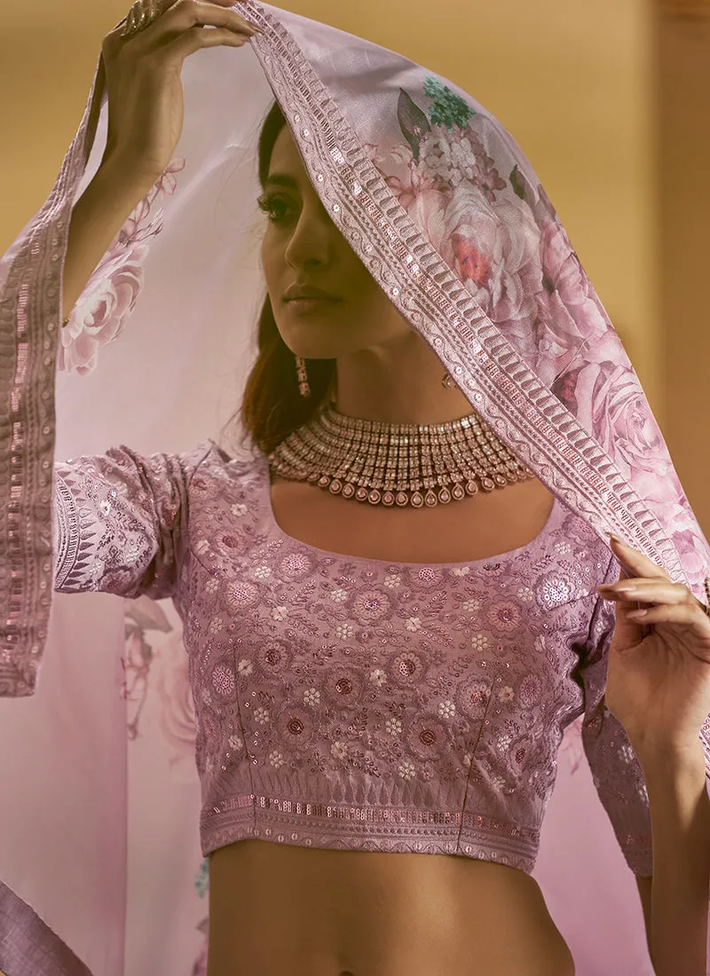 Pink Sequence Embroidery Wedding Lehenga Choli