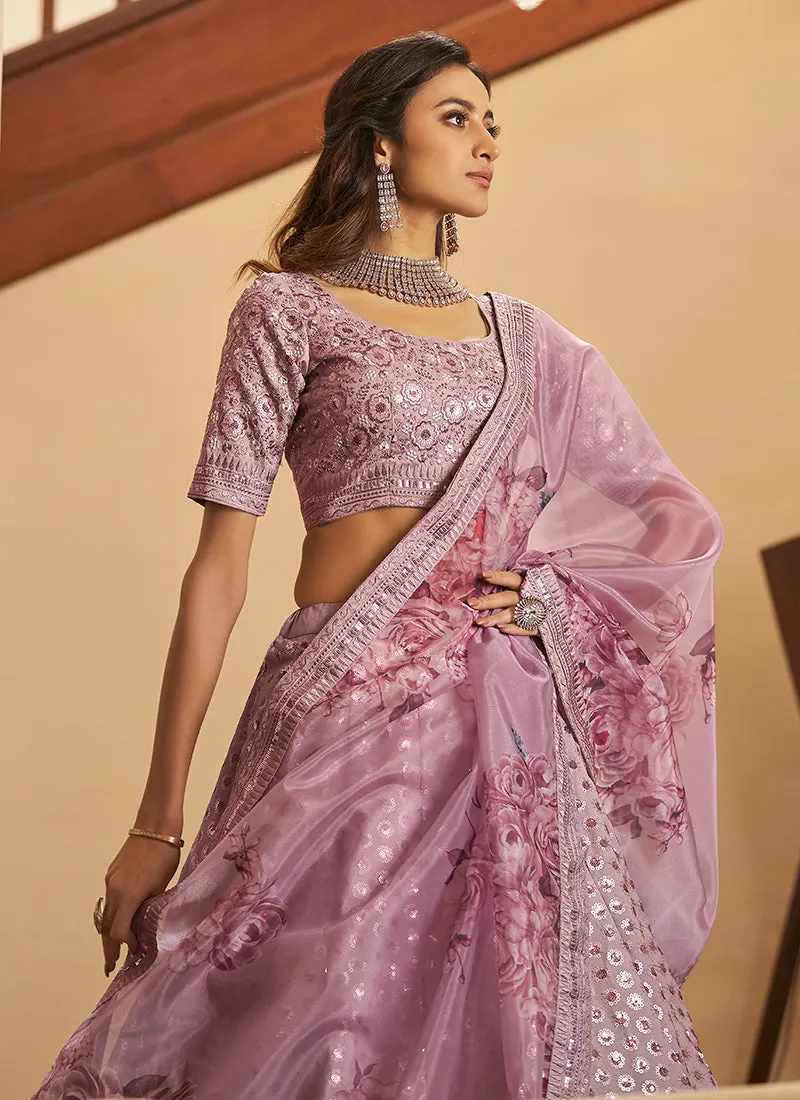 Pink Sequence Embroidery Wedding Lehenga Choli