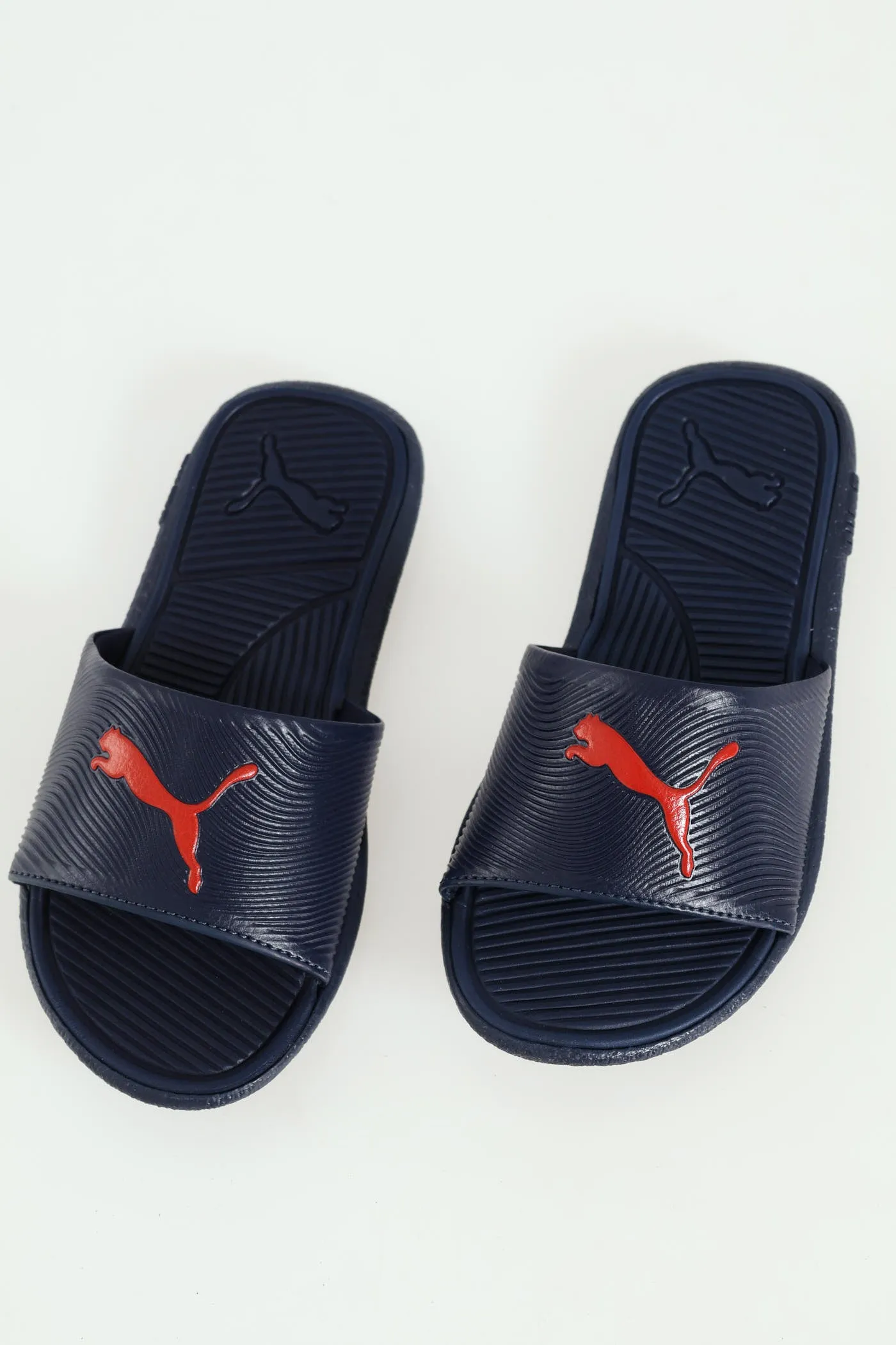 Pre-Boys Sporty Embossed Slide - Navy