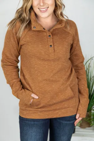 Quilted Snap Pullover in Camel