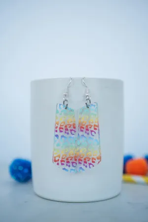 Rainbow Leopard Dangle Earrings