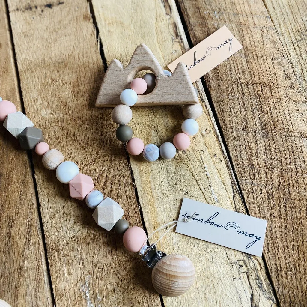 Rainbow May Wooden Teether "Mountain Peach"
