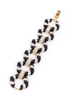 Rhinestone Enamel Oval Link Bracelet