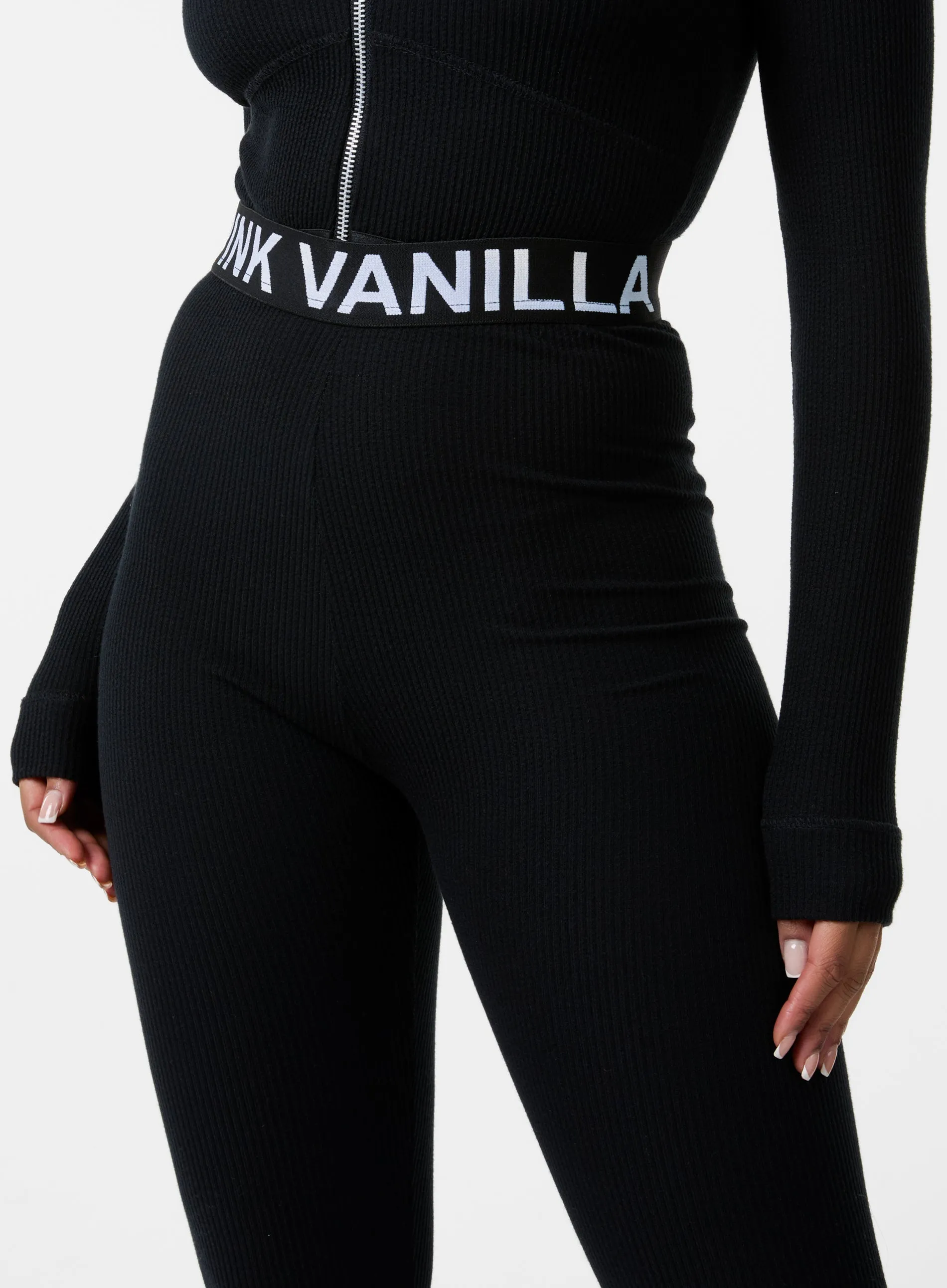 Ribbed Leggings With Logo Band