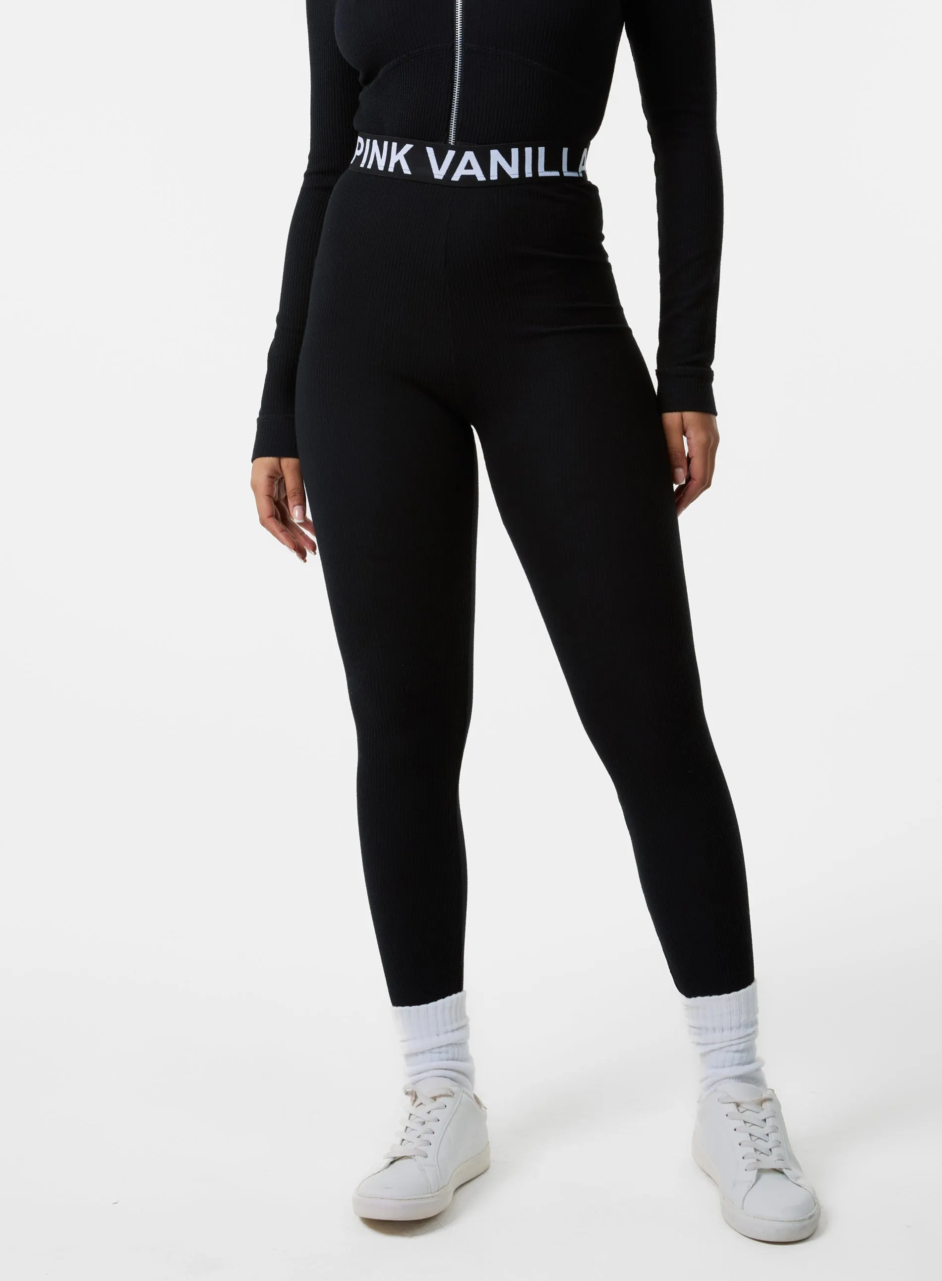 Ribbed Leggings With Logo Band
