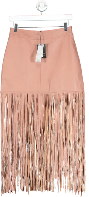 River Island Pink Leather Fringe Skirt UK 8
