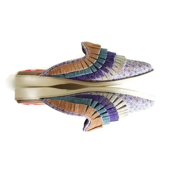 Rollie Nation Shoes 6 Purple Womens 37 Sage x Clare The Jolie Fringe Mule Sandal