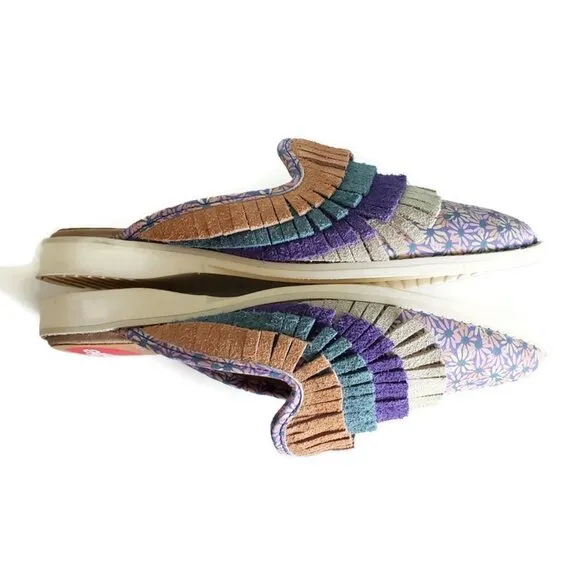 Rollie Nation Shoes 6 Purple Womens 37 Sage x Clare The Jolie Fringe Mule Sandal