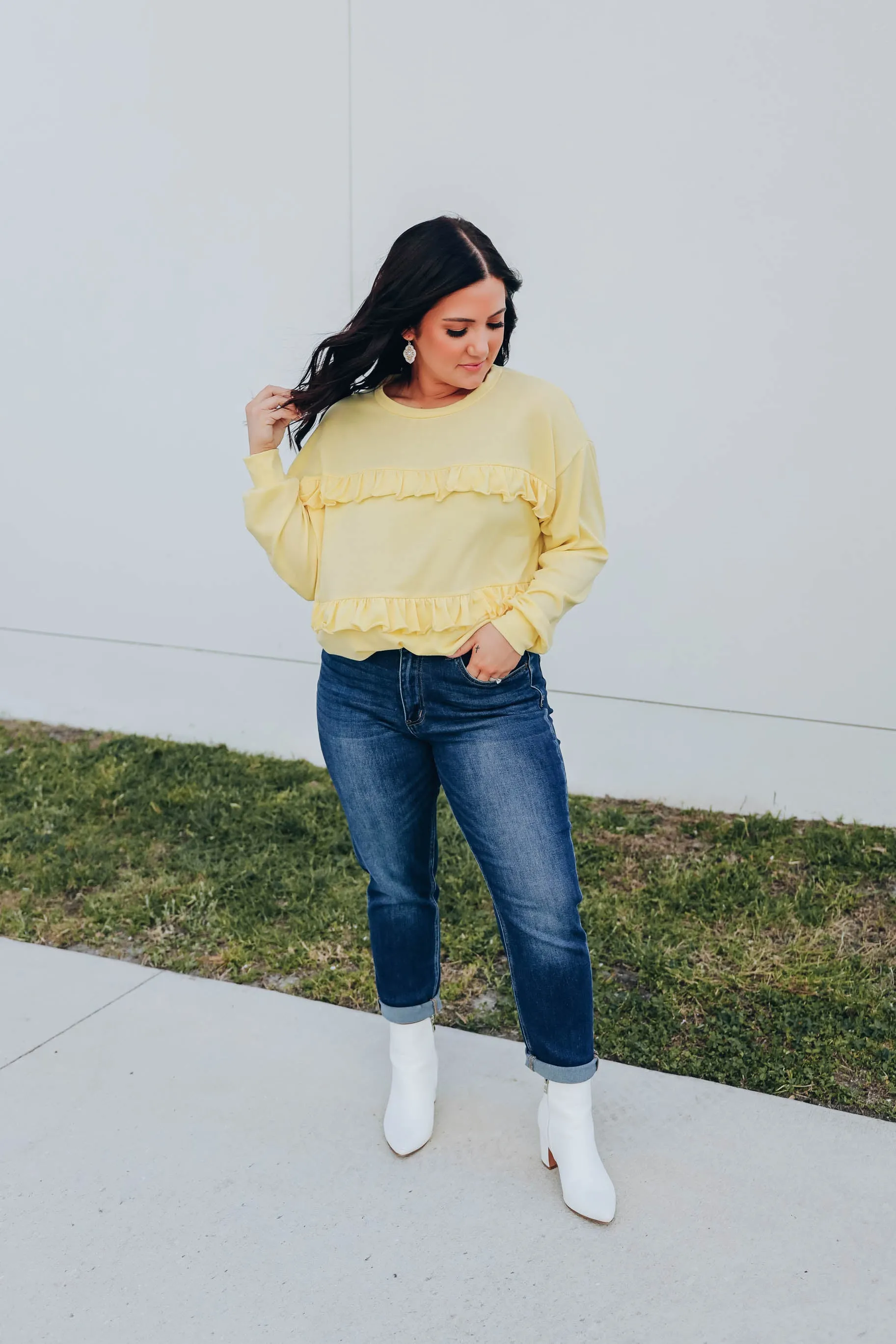 Rosa Ruffled Sweatshirt - Yellow