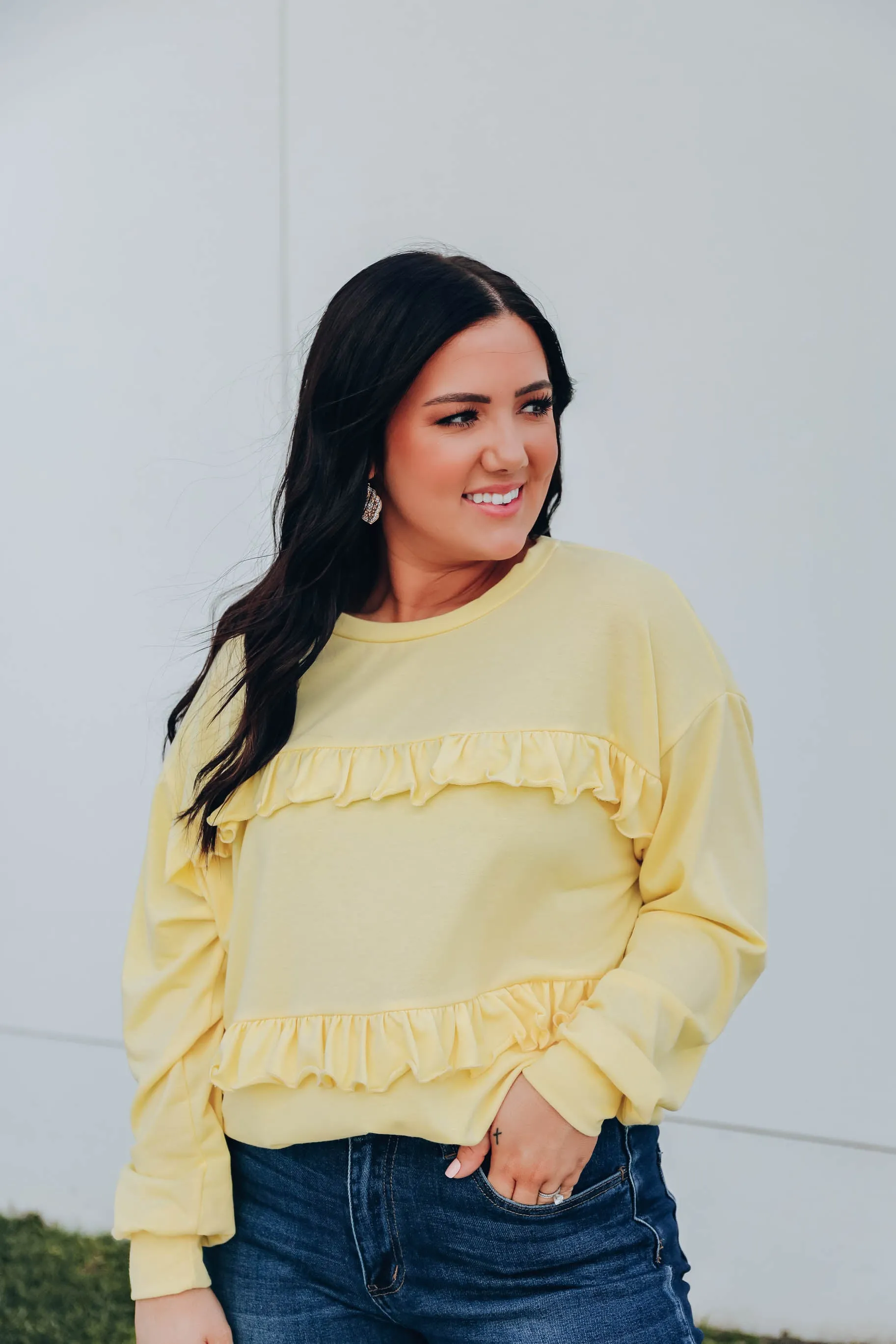 Rosa Ruffled Sweatshirt - Yellow