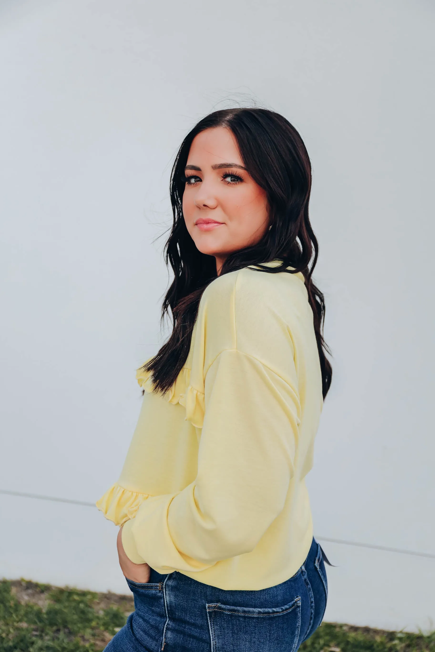Rosa Ruffled Sweatshirt - Yellow