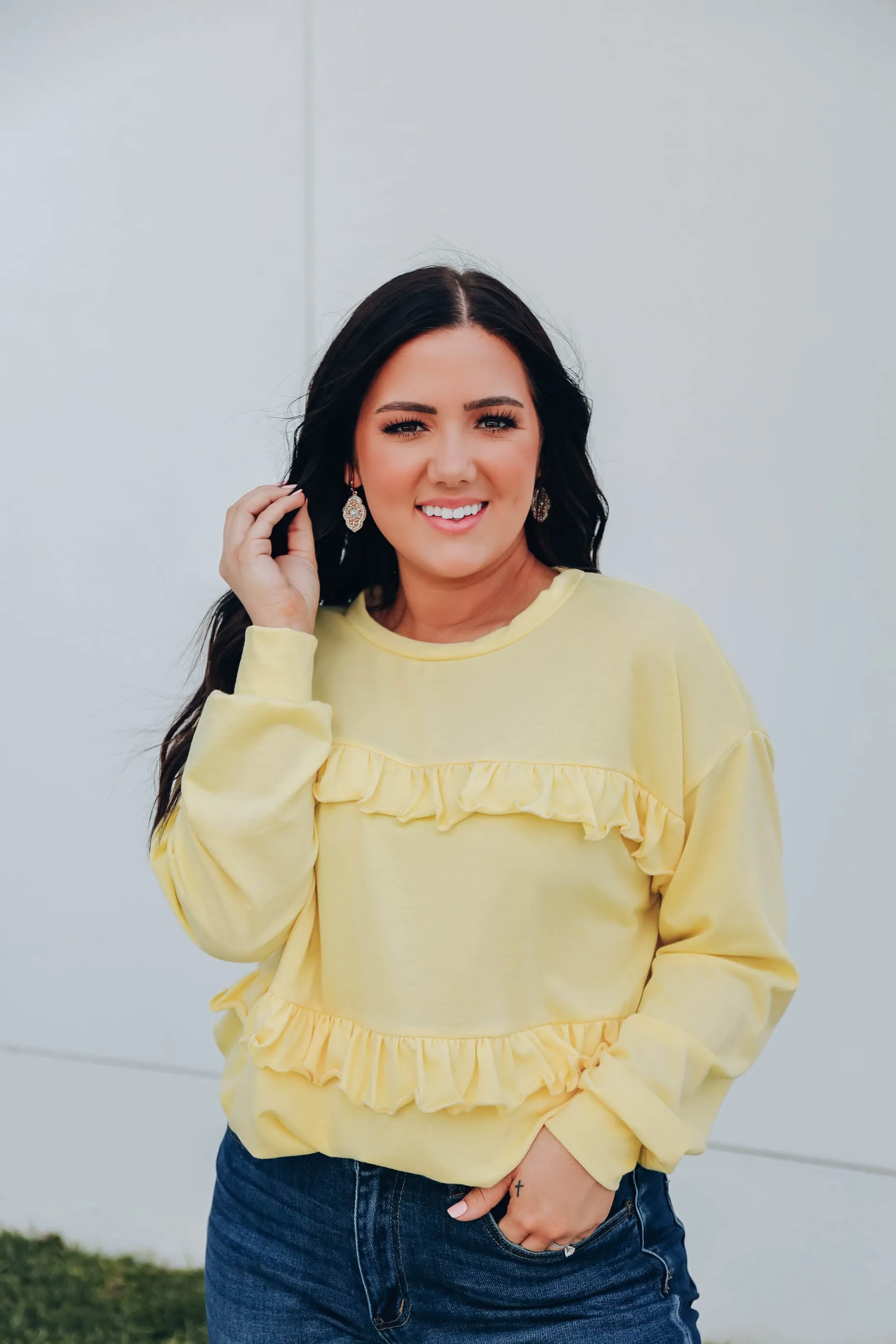 Rosa Ruffled Sweatshirt - Yellow