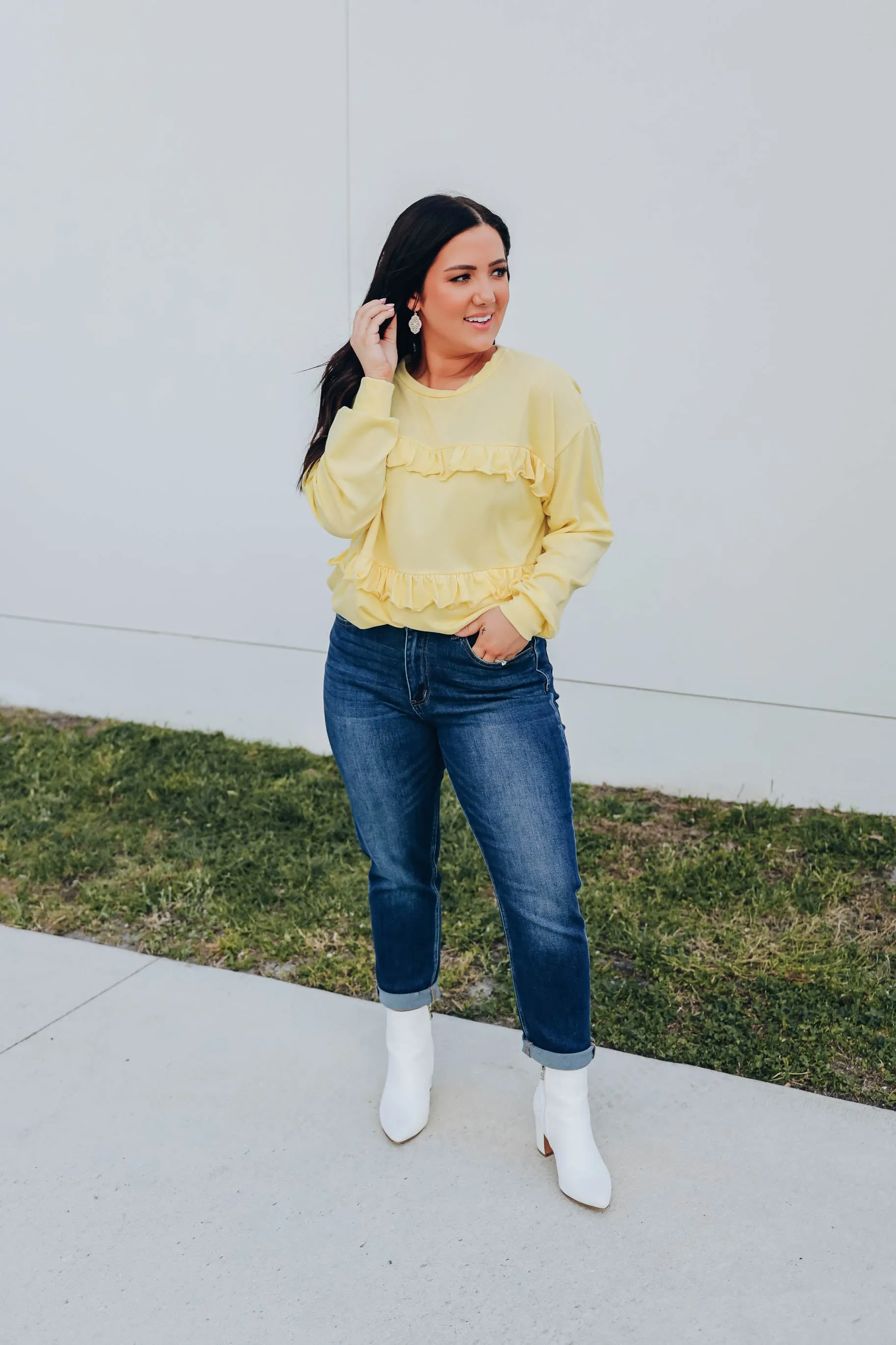 Rosa Ruffled Sweatshirt - Yellow