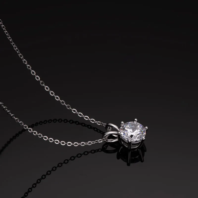 Round Cut Created White Diamond Pendant Necklace