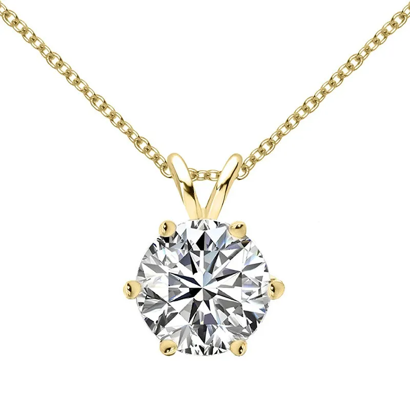 Round Cut Created White Diamond Pendant Necklace