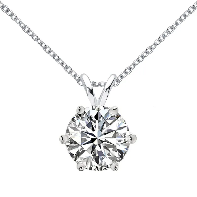 Round Cut Created White Diamond Pendant Necklace